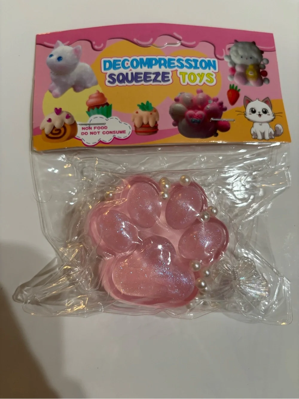 Decompression Squeeze Toys Pink Paw Stress Reliever